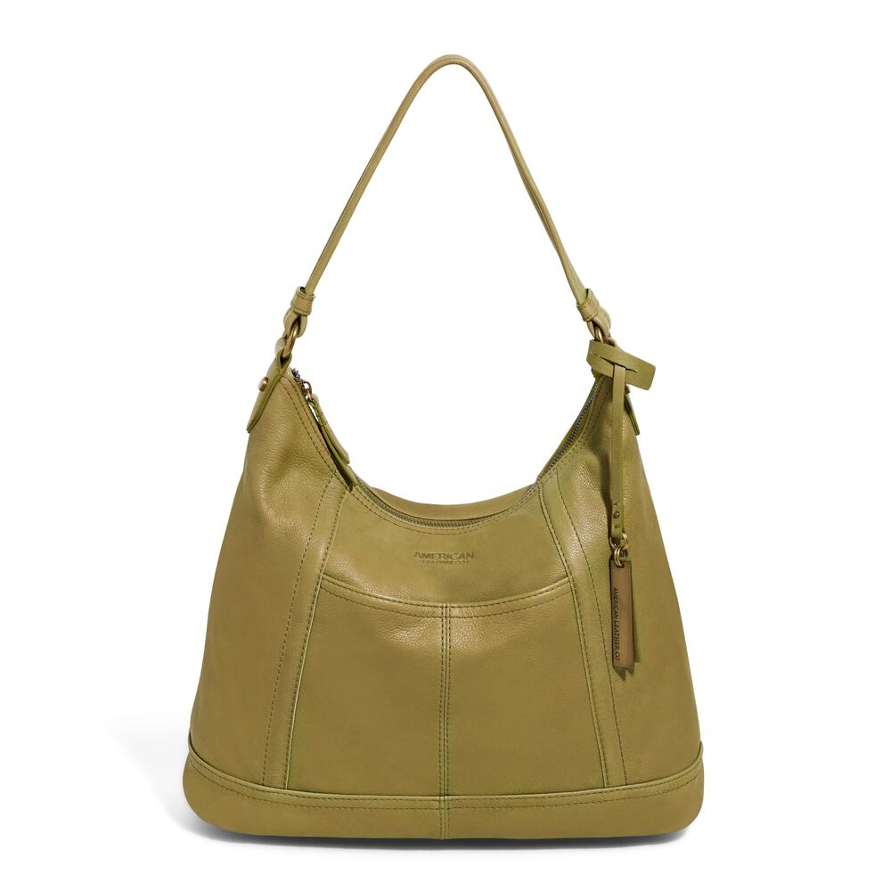 5578 American Leather Co. Hudson Hobo Shoulder Bag , Green, Soft Leather